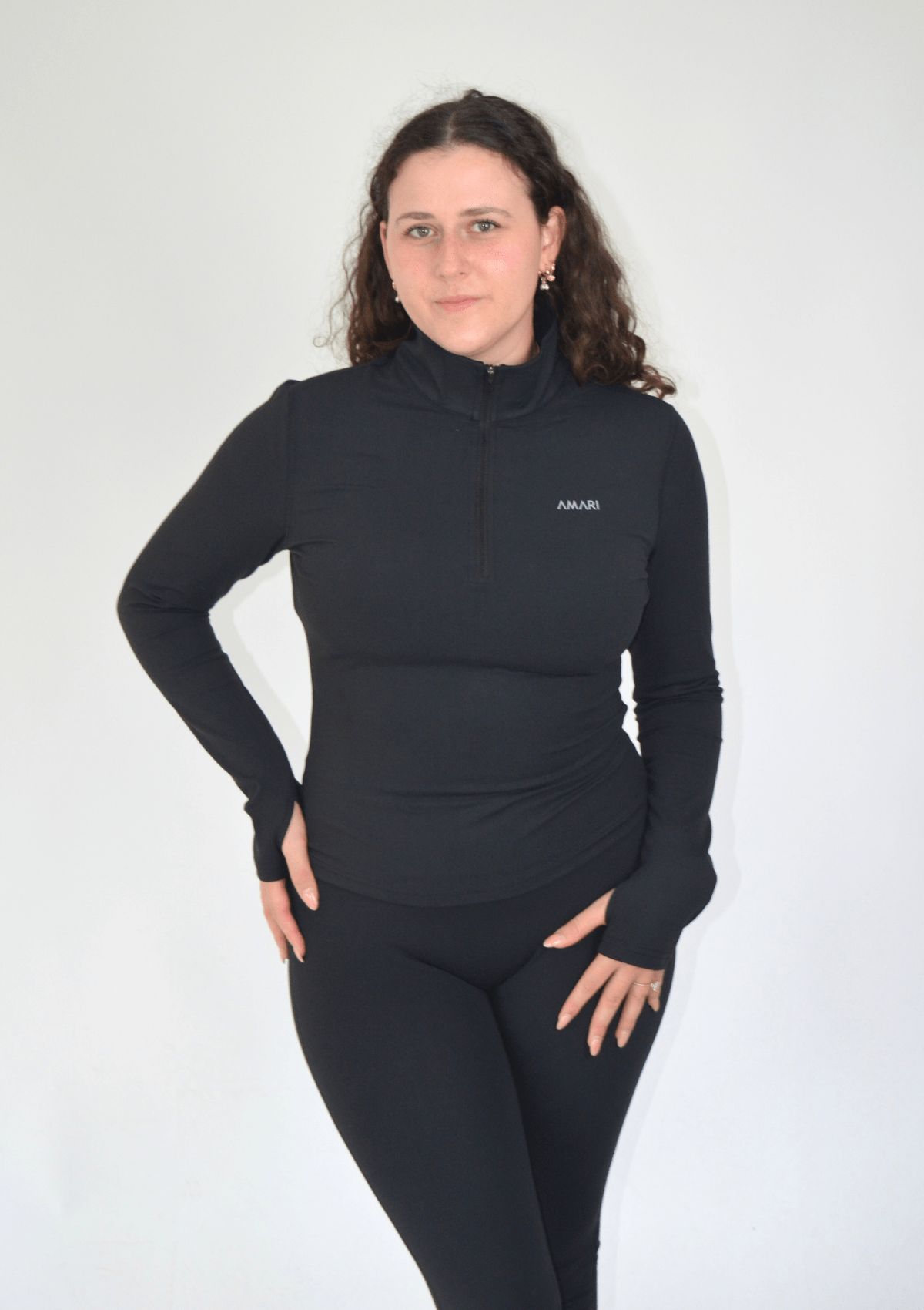 Long Sleeve Half Zipper - Black