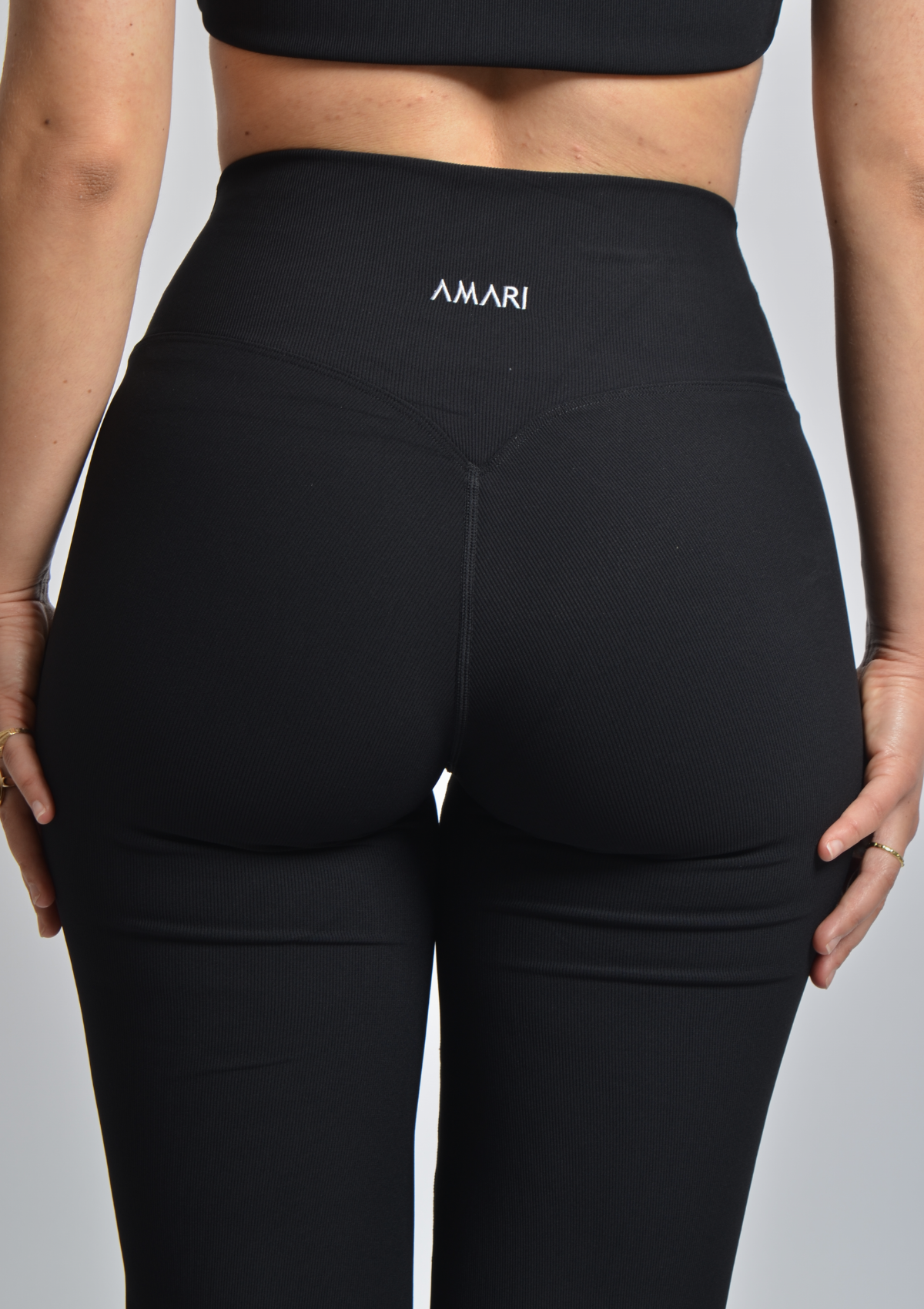 Ribbed Straight Leggings - Black