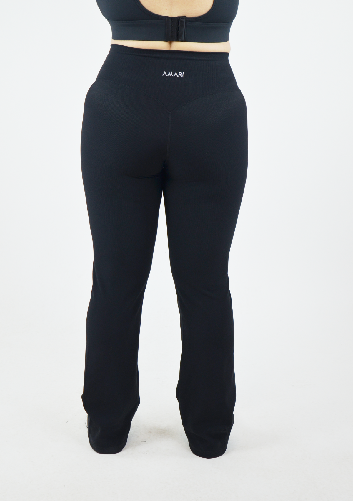 Ribbed Straight Leggings - Black