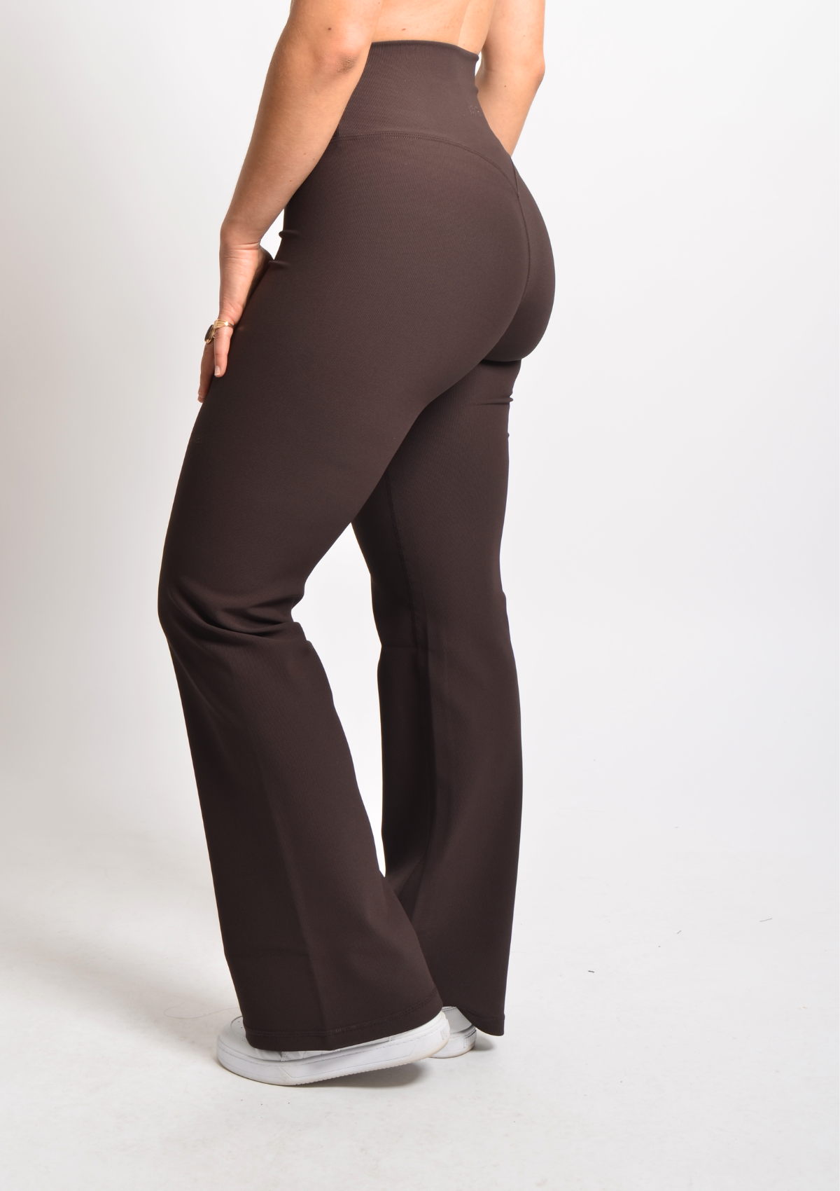 Ribbed Straight Leggings - Espresso