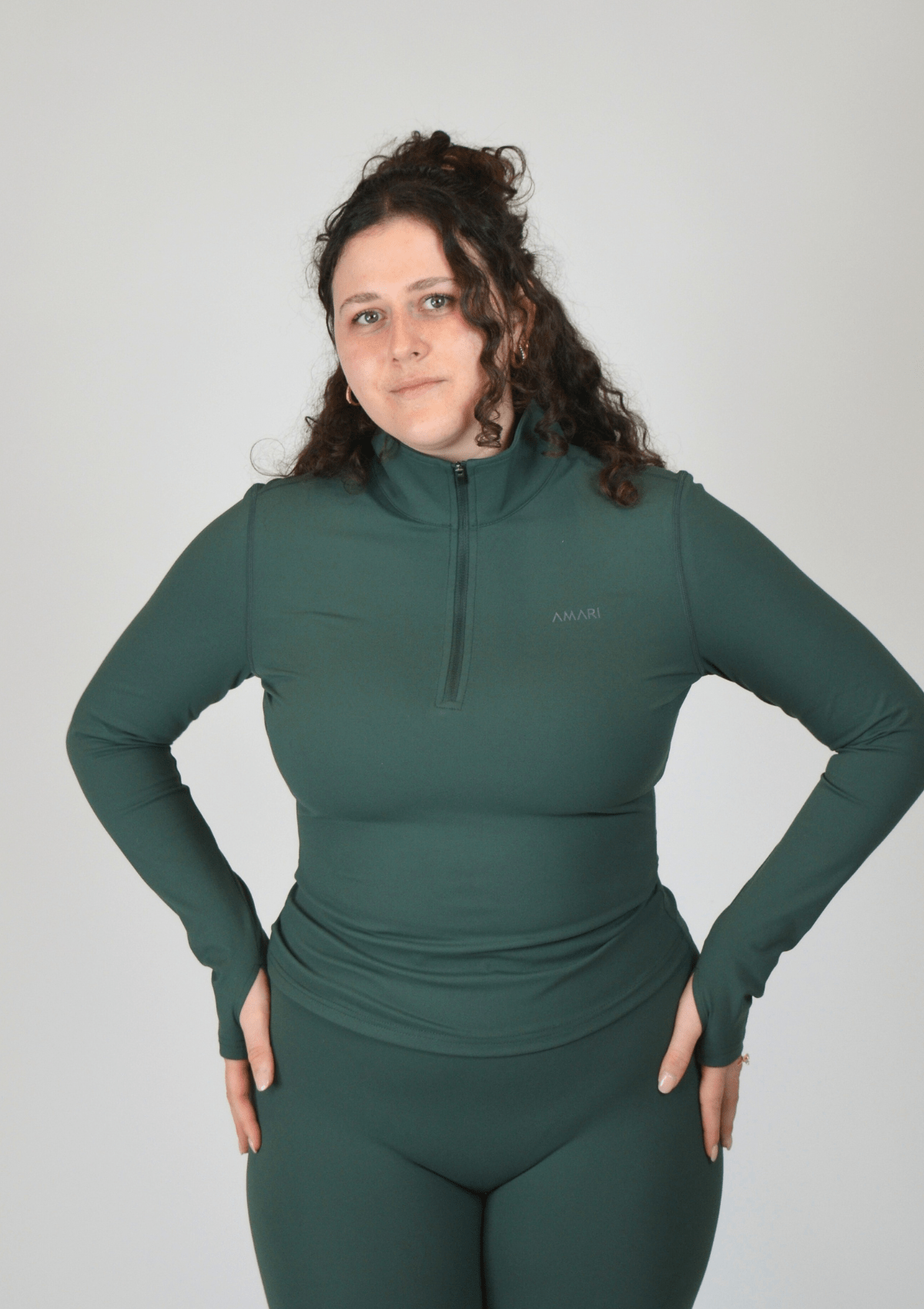 Long Sleeve Half Zipper - Pine Green