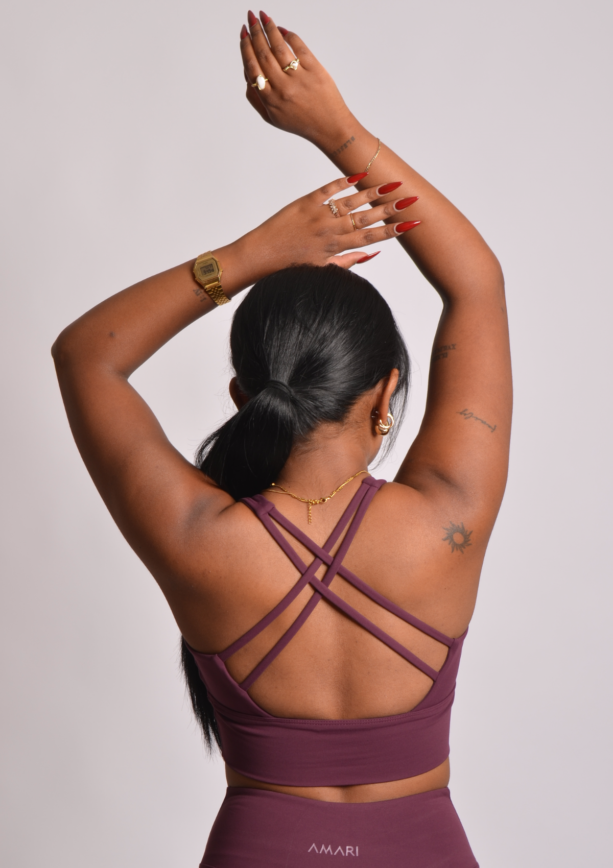 Cross Back Sports Bra - Dark Cherry