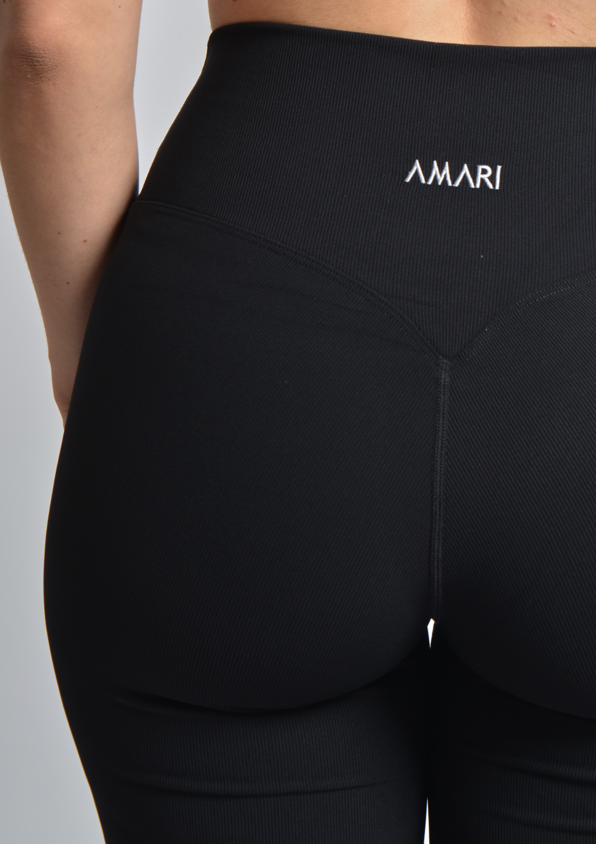 Ribbed Straight Leggings - Black