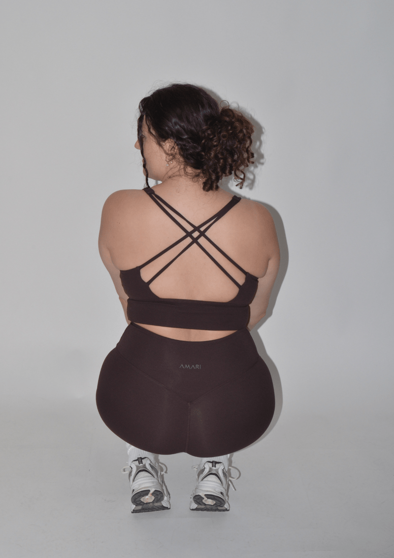 Cross Back Sports Bra - Espresso