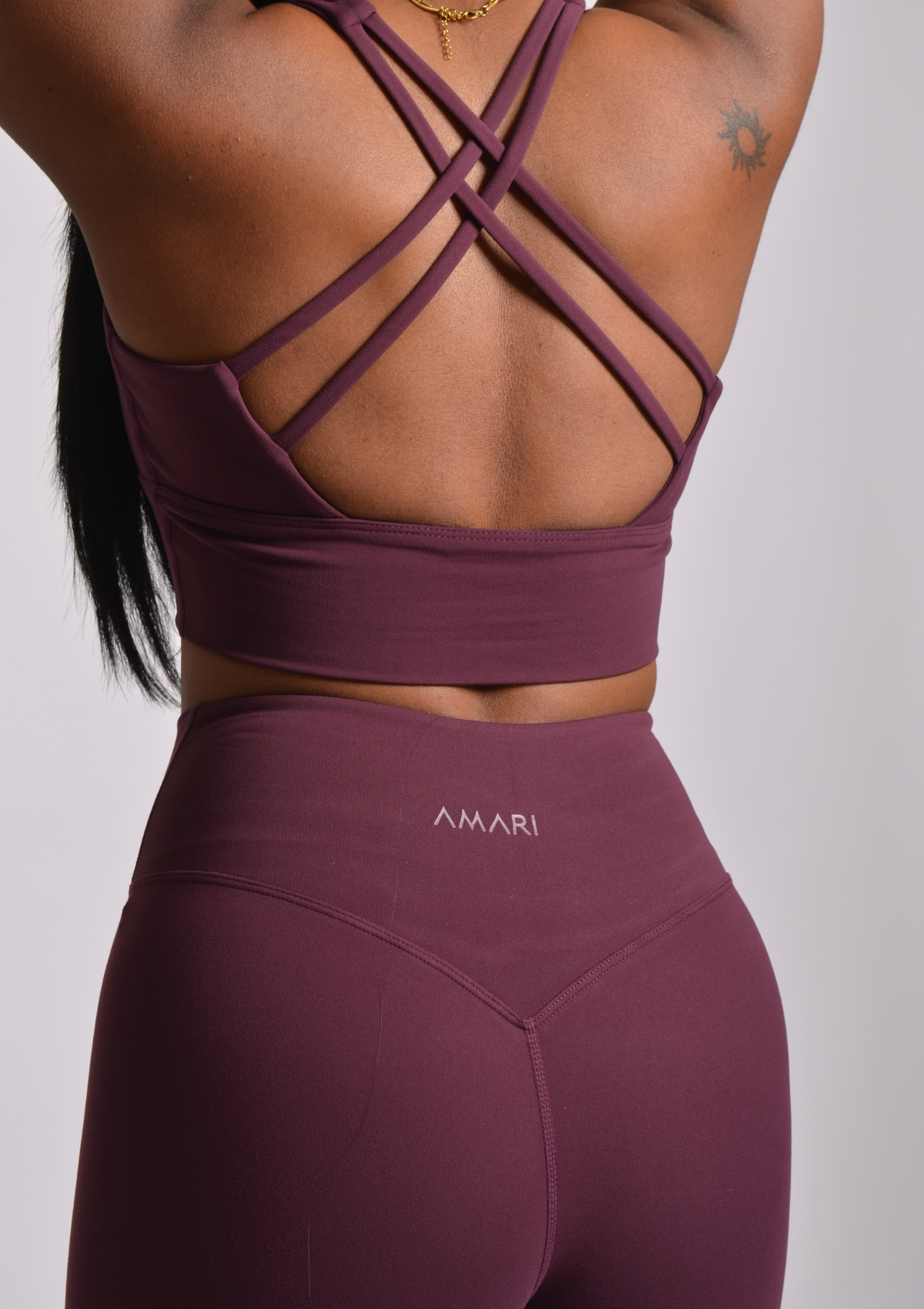 Cross Back Sports Bra - Dark Cherry