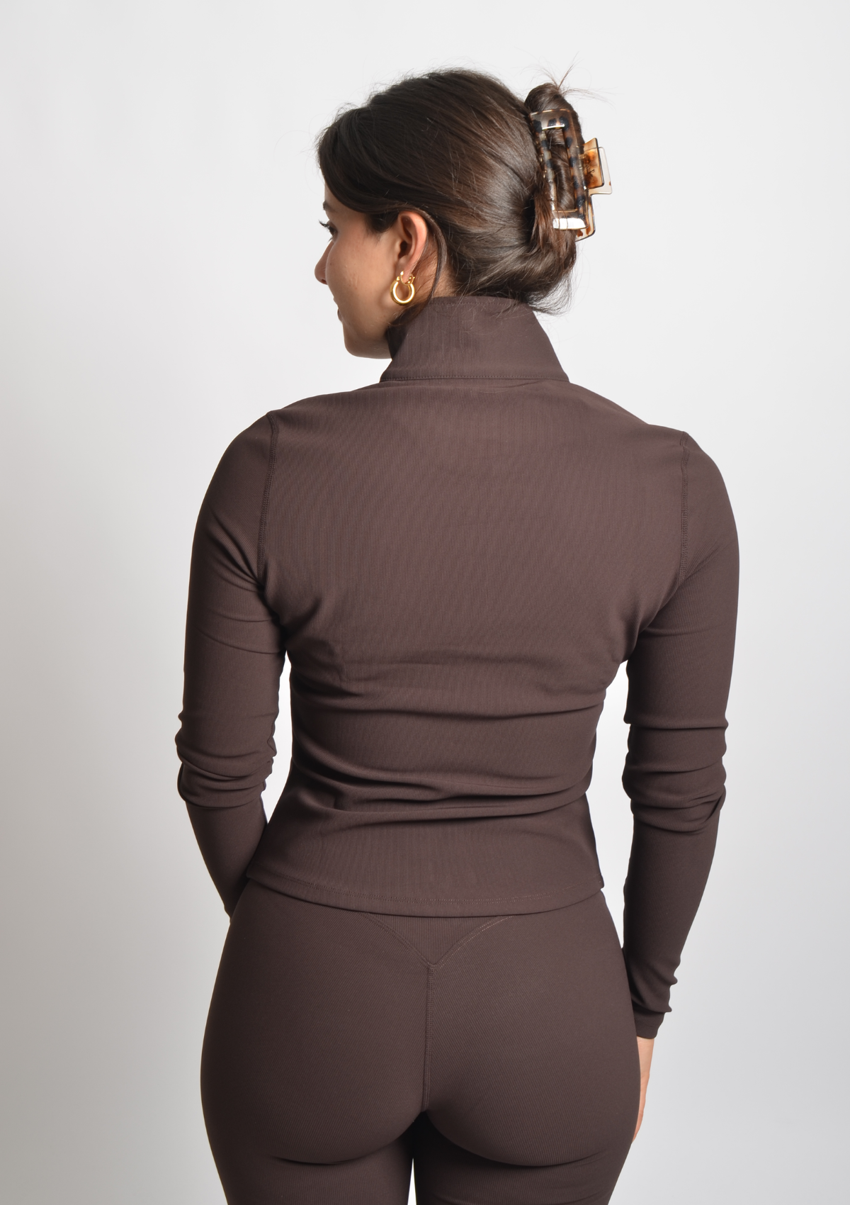Ribbed Form Jacket - Espresso