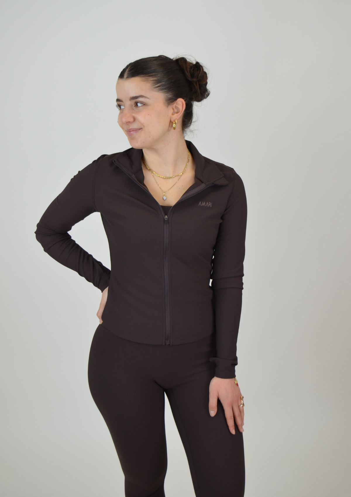 Ribbed Basic Leggings - Espresso