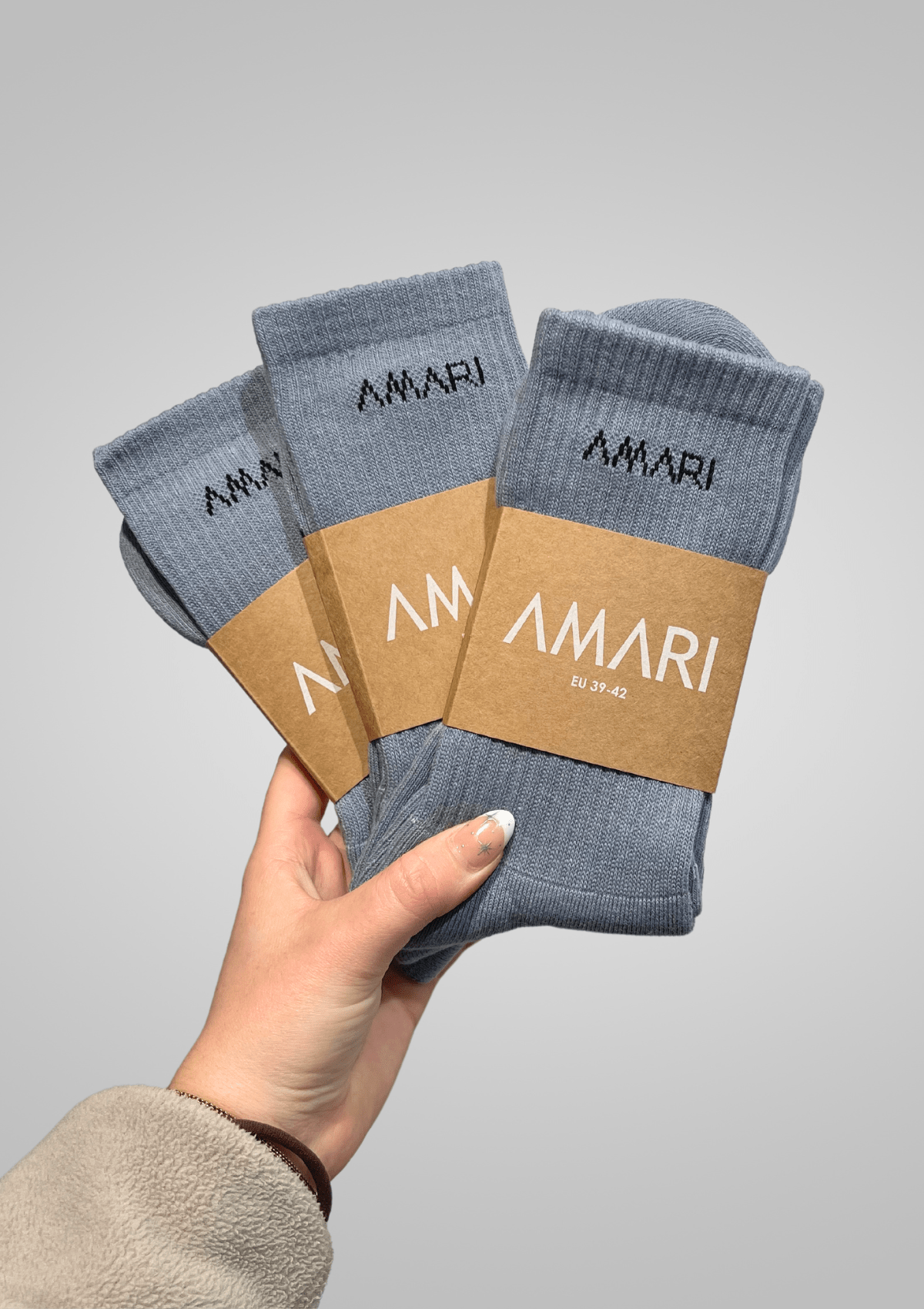 Unisex Crew Socks - Grey (3 Pairs)