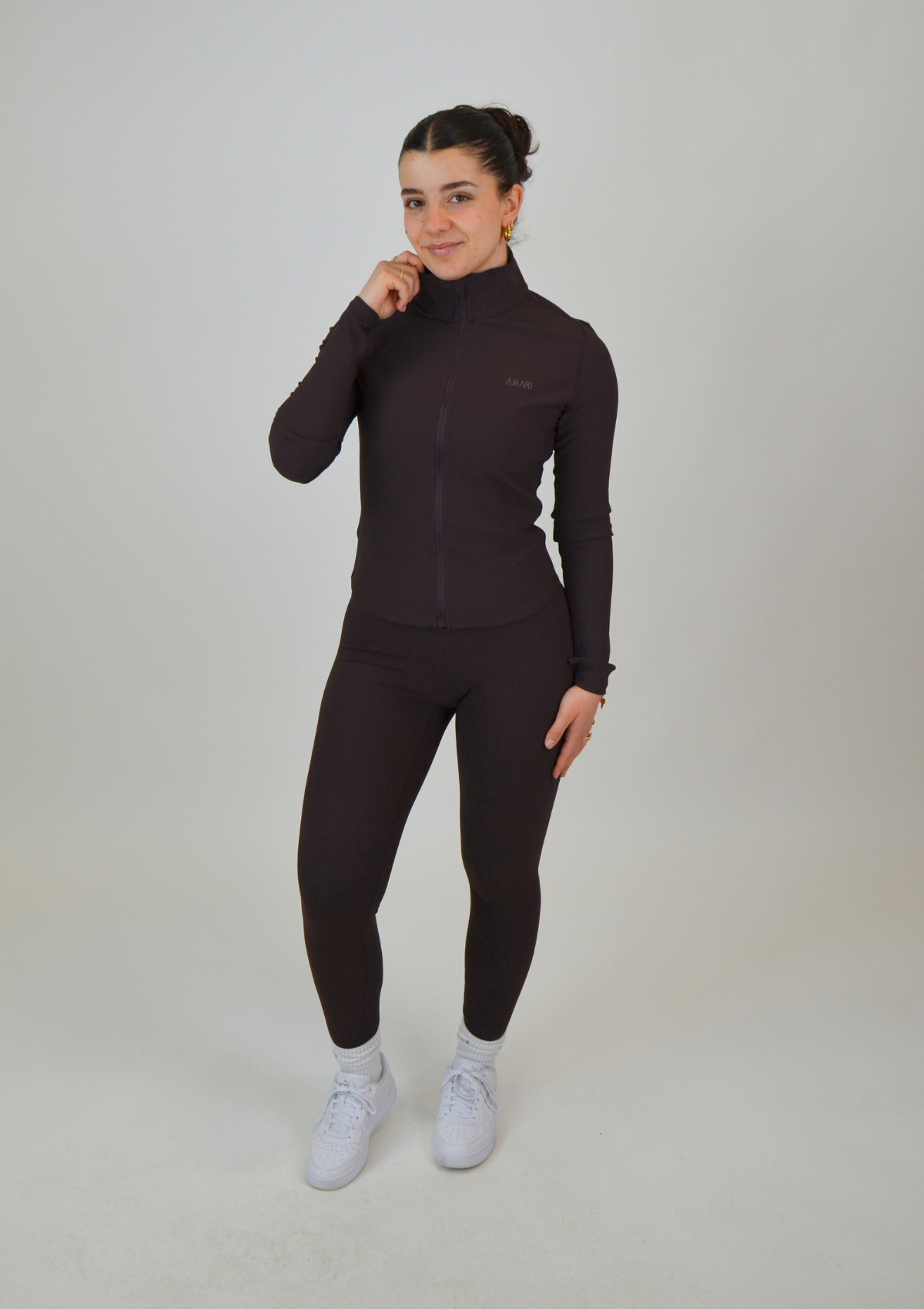 Ribbed Basic Leggings - Espresso