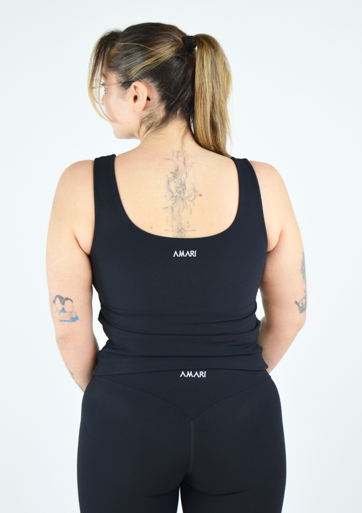 Ribbed Basic Top with Built in Bra - Black