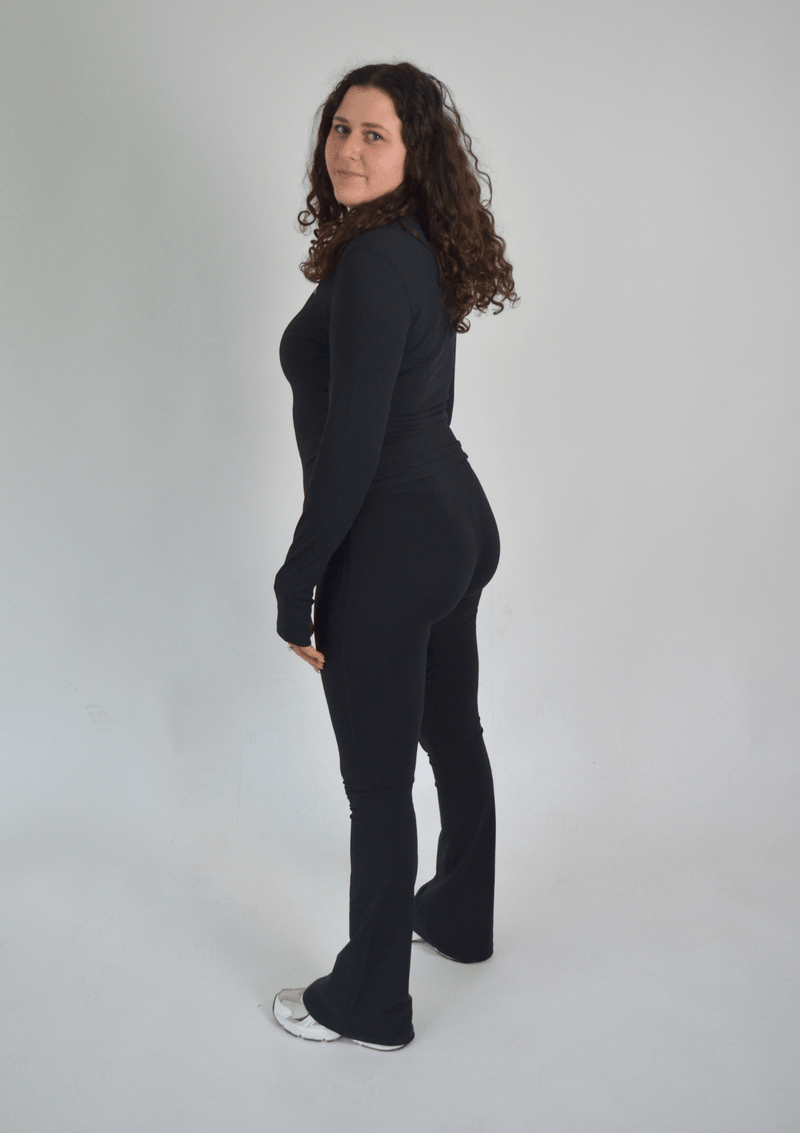 Long Sleeve Half Zipper - Black