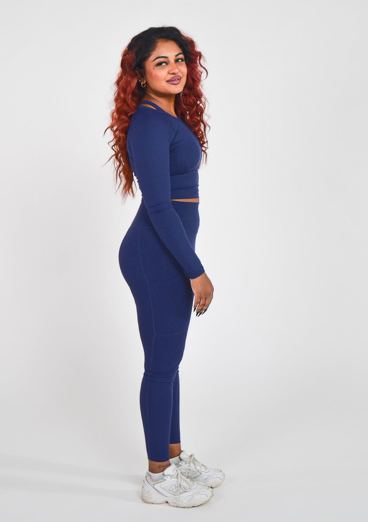 Essentials Long Sleeve Crop Top - Navy