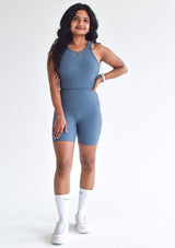 Ribbed Shorts - Steel Blue