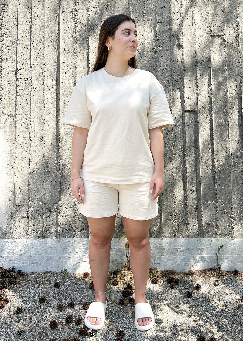 Unisex Sweats Shorts - Cream