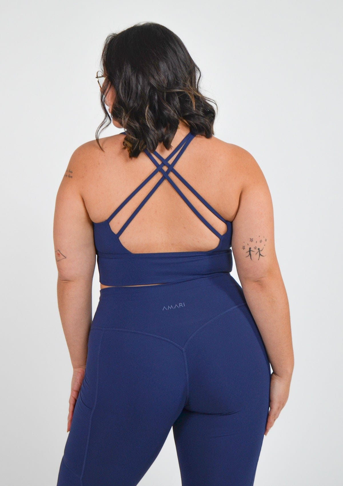 Cross Back Sports Bra - Navy