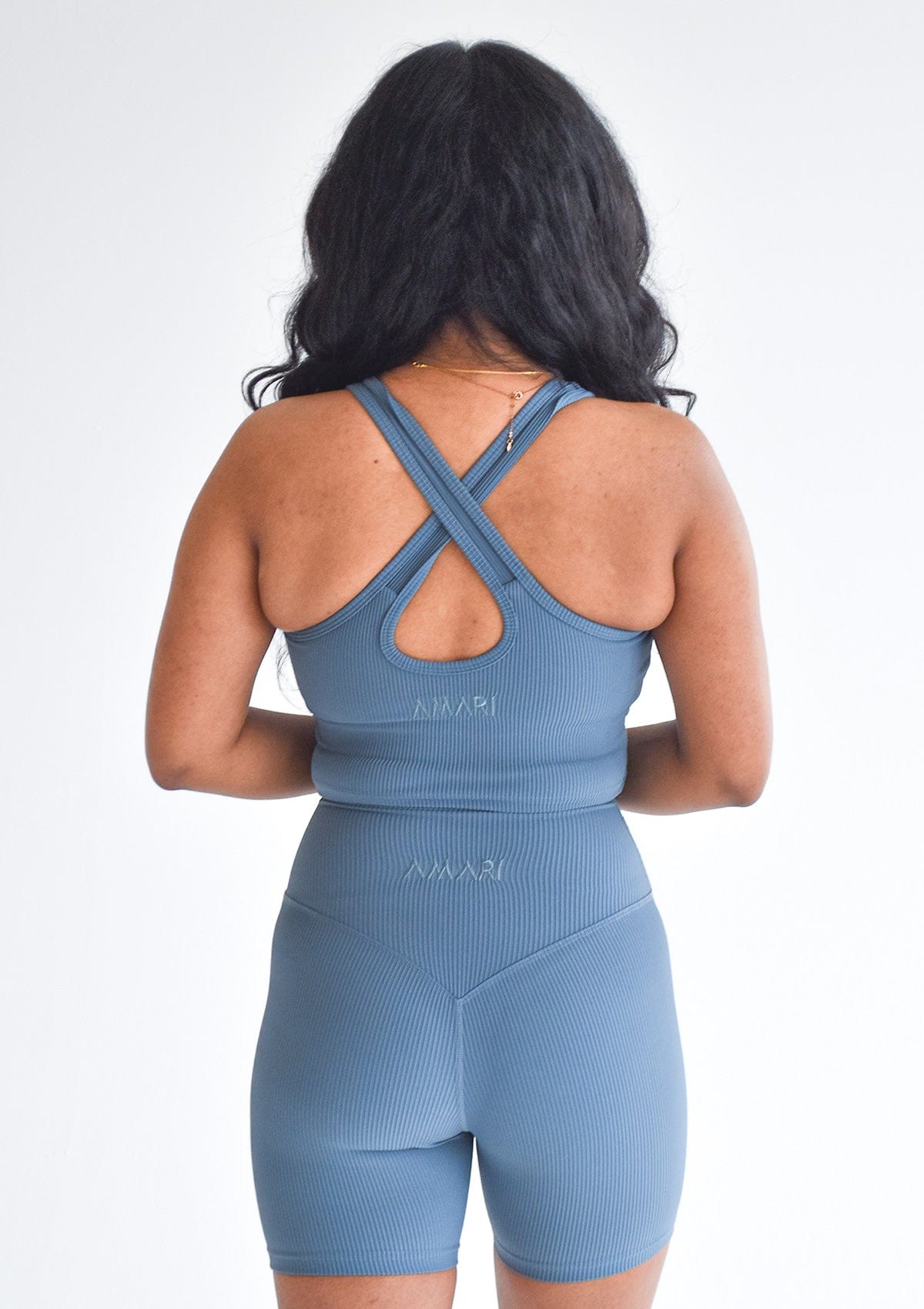 Ribbed Crop Top - Steel Blue