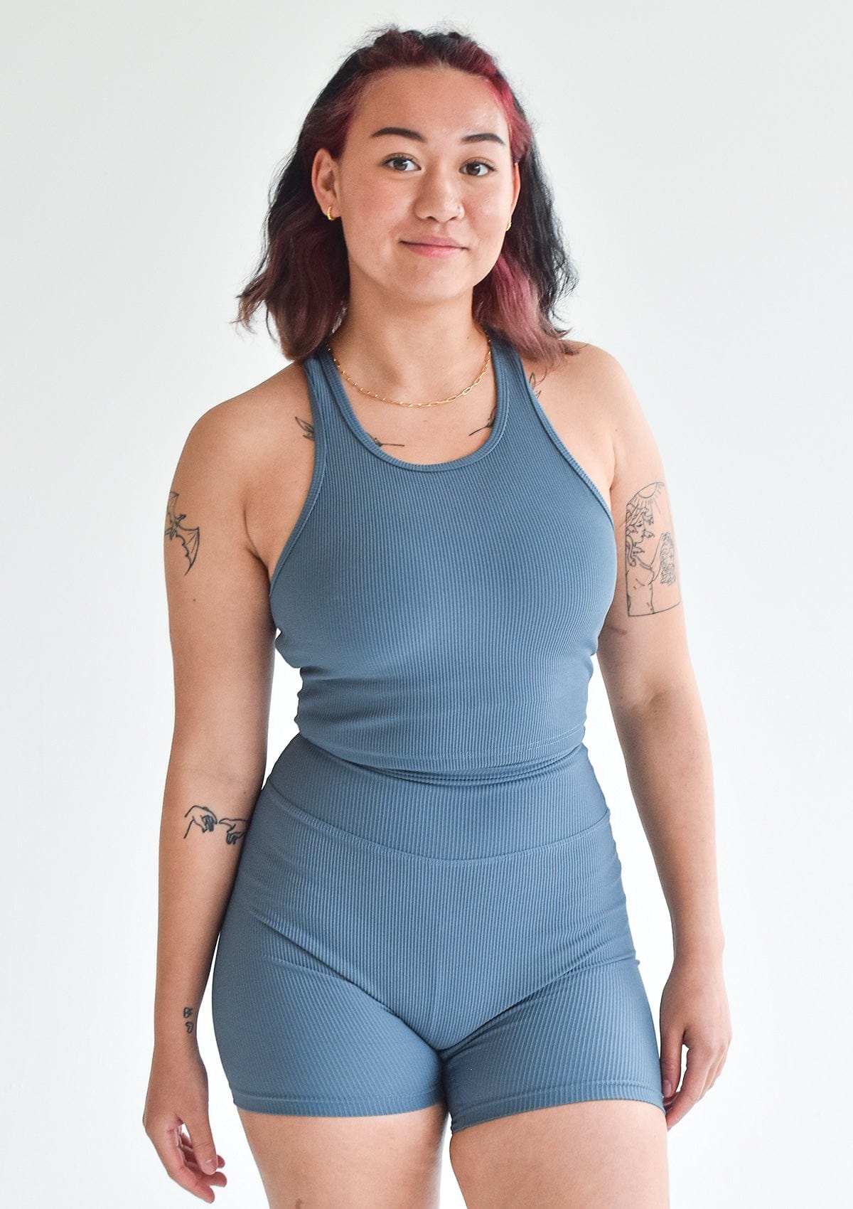 Ribbed Crop Top - Steel Blue