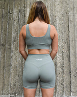 Ribbed Shorts & Sports Bra - Sage Green