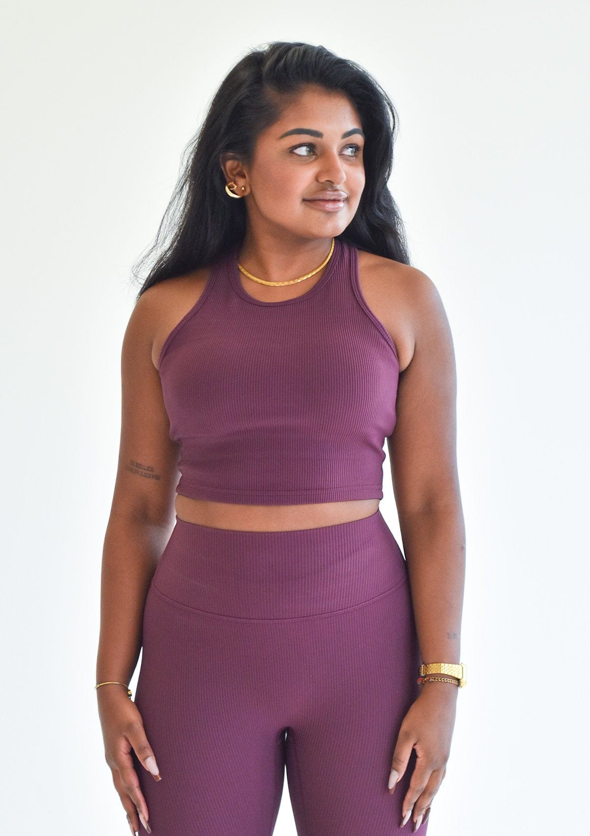 Ribbed Crop Top - Plum