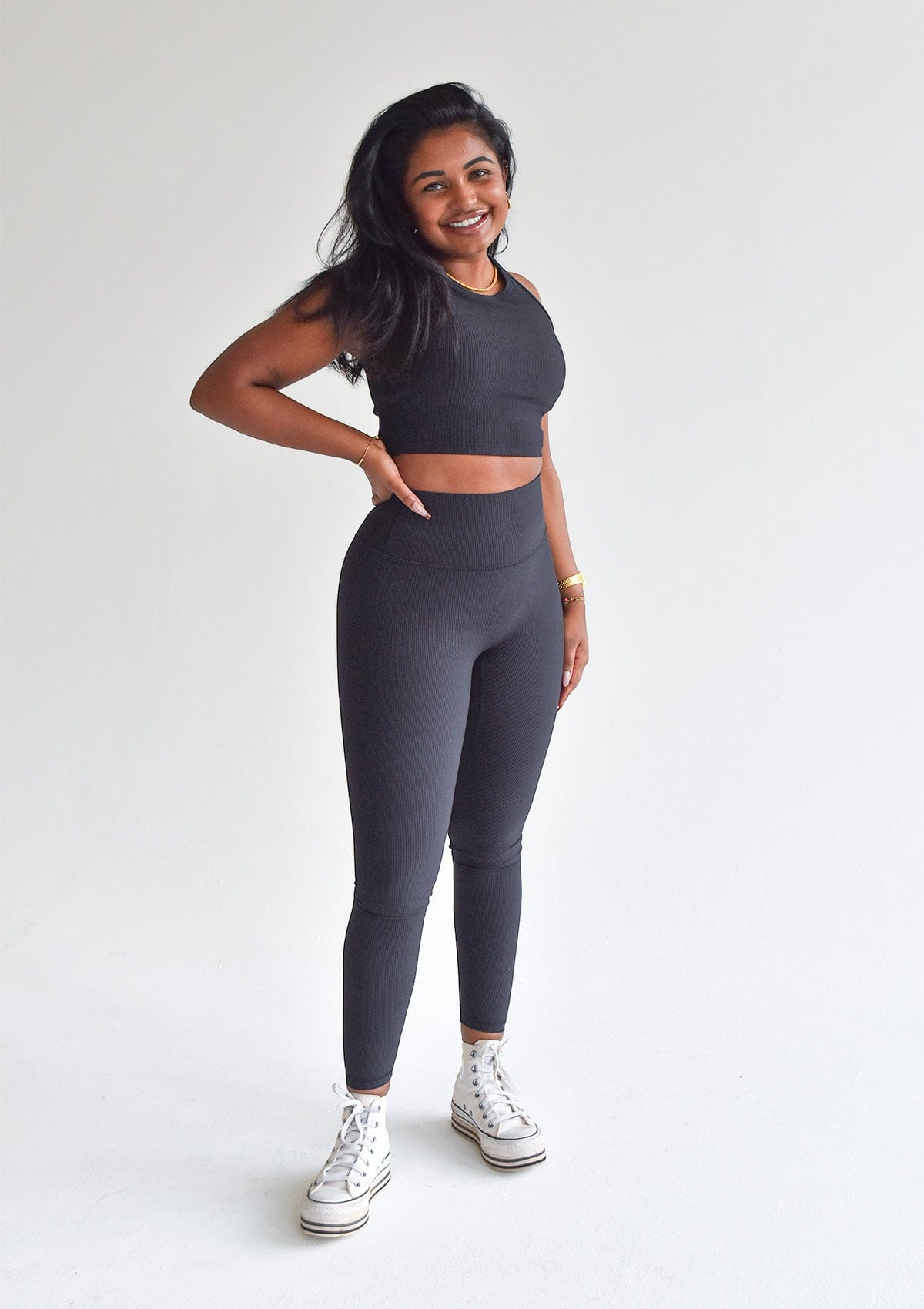 Ribbed Crop Top - Charcoal