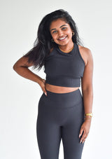 Ribbed Leggings - Charcoal