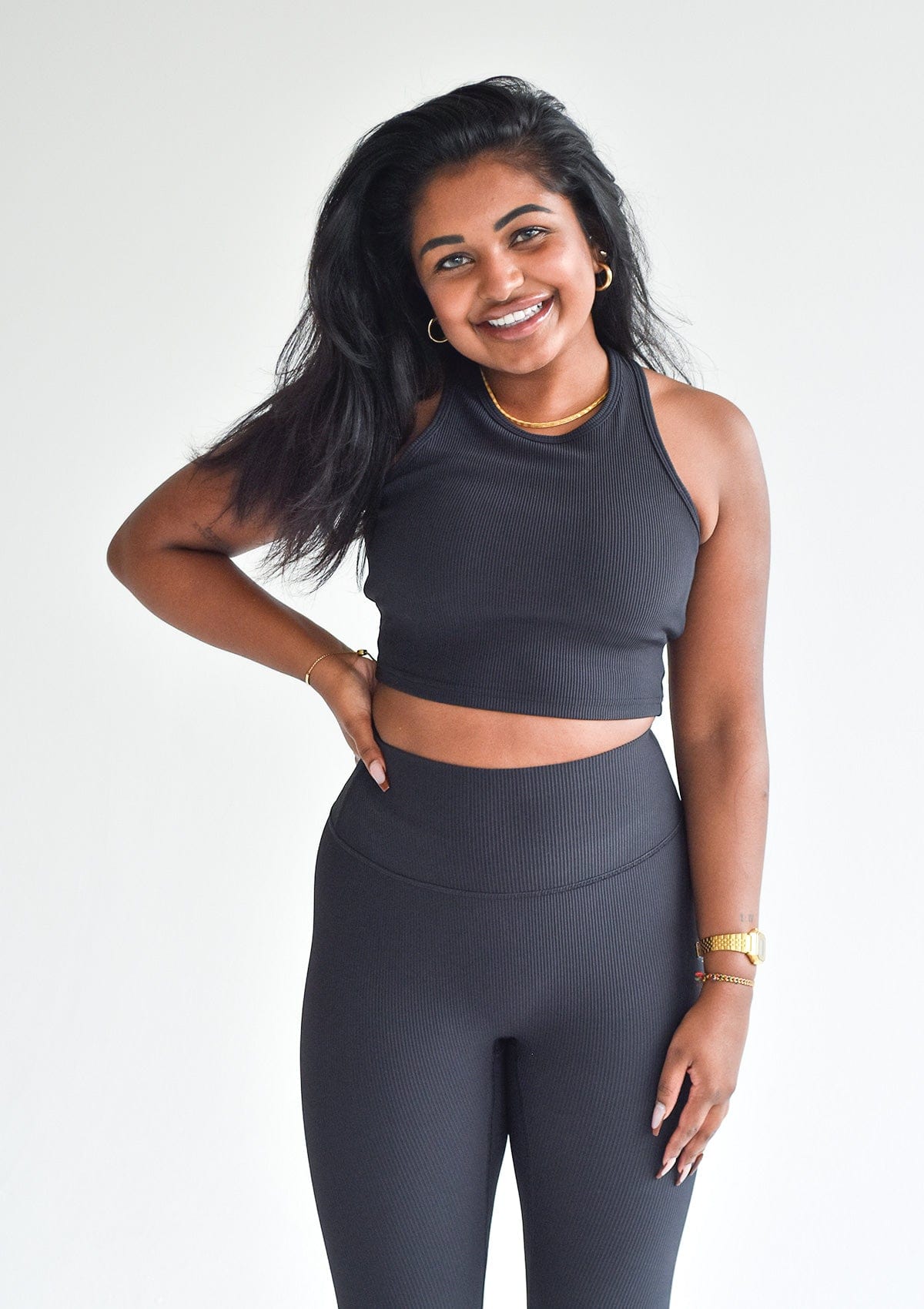 Ribbed Crop Top - Charcoal