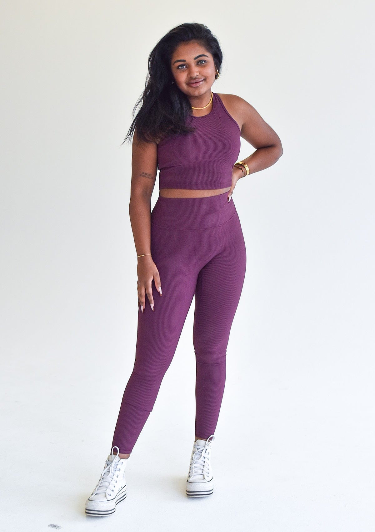 Ribbed Crop Top - Plum