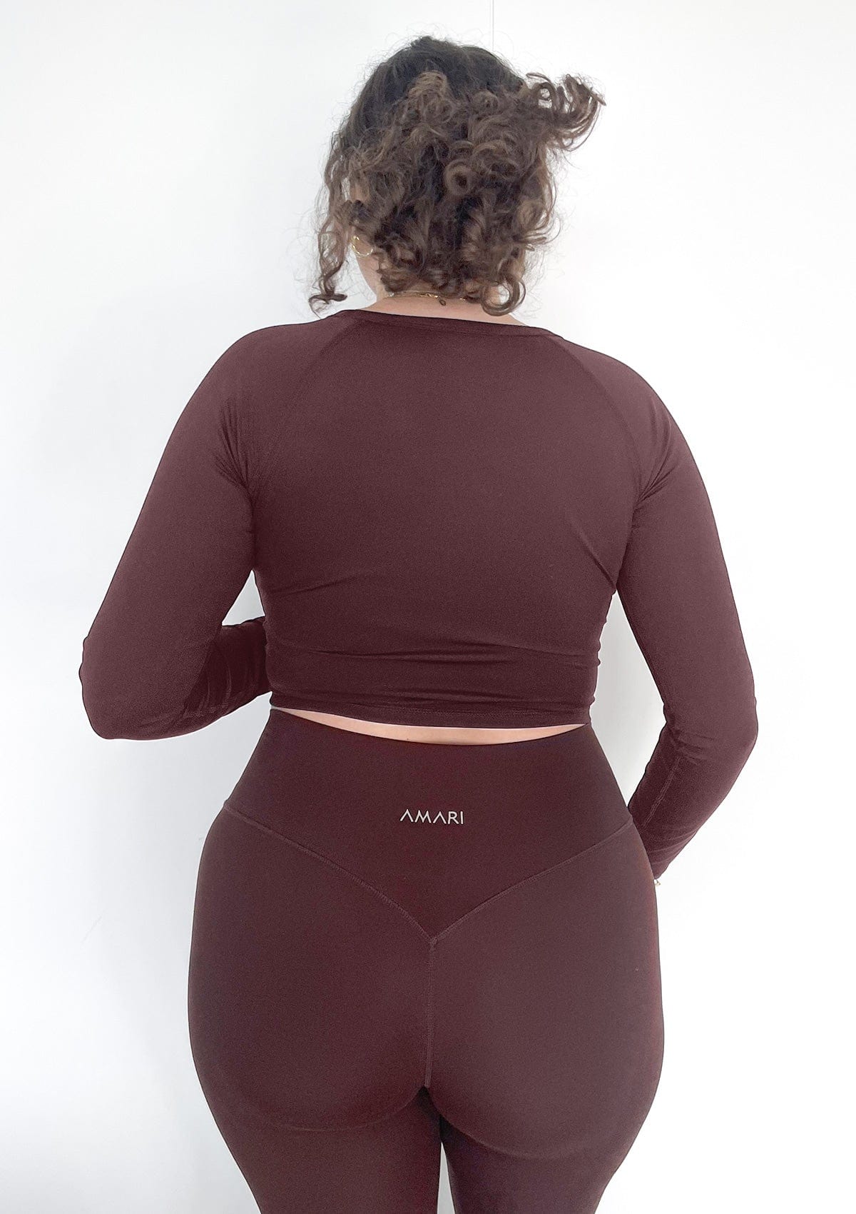 Essentials Long Sleeve Crop Top - Chocolate